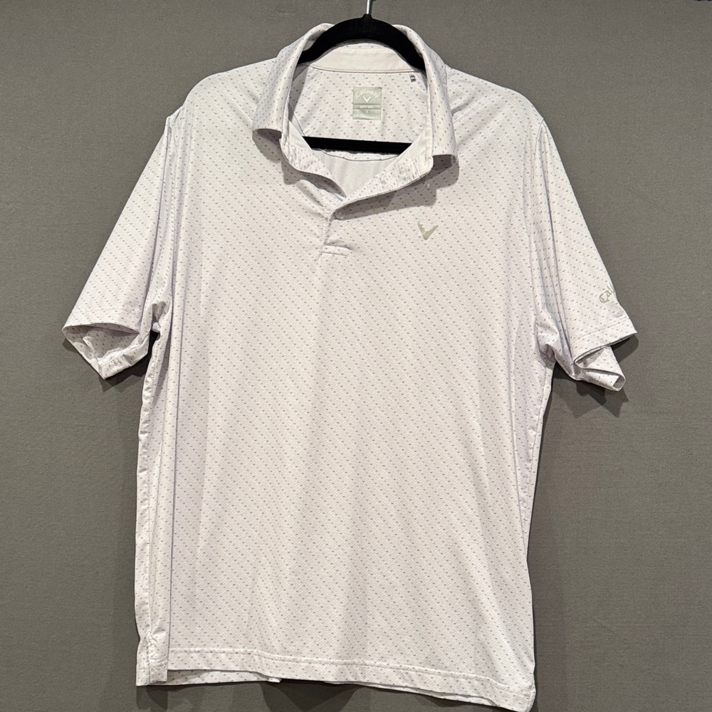 Callaway White Polo‎ Shirt with Subtle Pattern white with blue men’s large